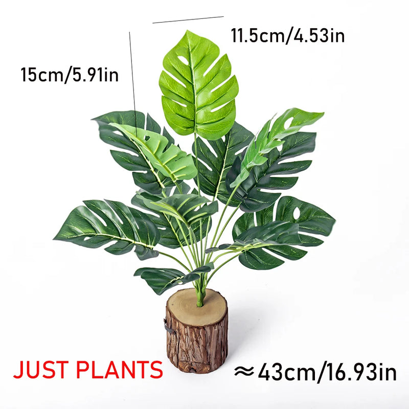 EverTropica Monstera Künstliche Monstera-Pflanze | 43 cm | 12 Zweige | Tropische Dekoblätter für Haus & Garten