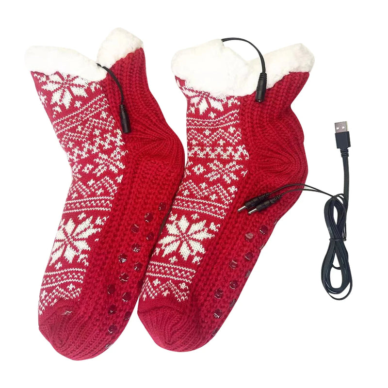 HeatHaven USB Heizsocken | Kuschelig & Rutschfest | Strick-Flausch Haussocken mit USB-Wärmefunktion | Perfekt für Zuhause & Büro