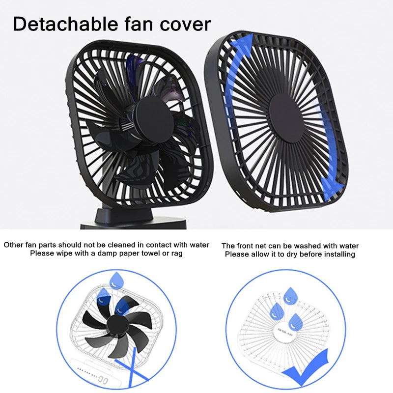 Mini-USB-Ventilator Breezio Flex | Wiederaufladbar mit 5000 mAh Akku | 3 Stufen & Timer | Faltbar & leise für Büro, Camping & Zuhause