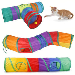 Katzentunnel MiauMaze FlexiPlay | Faltbarer Spieltunnel für Katzen | Raschelndes Spielzeug mit Seiteneingang | Atmungsaktiv & Indoor geeignet