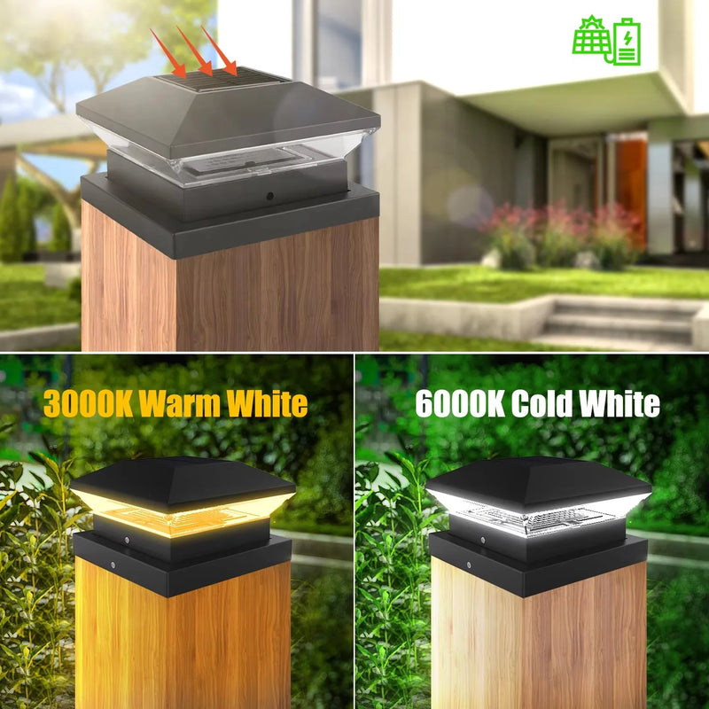 Solar-Pfostenleuchte LumiColumna | Warm- & Kaltweiß einstellbar | IP65 Wasserdicht | Für Zaun, Garten & Torpfeiler