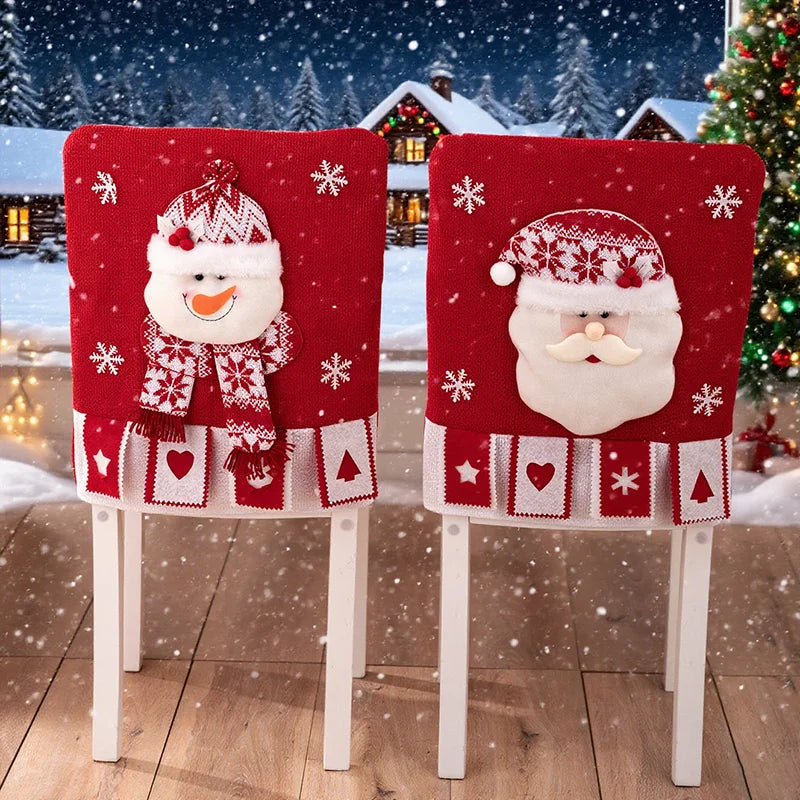 Noelvira | Weihnachtsstuhlbezug | Plüsch Stuhlhusse mit Santa-Design | Festliche Deko für Esszimmer & Küche | Weihnachtsdekoration 2025