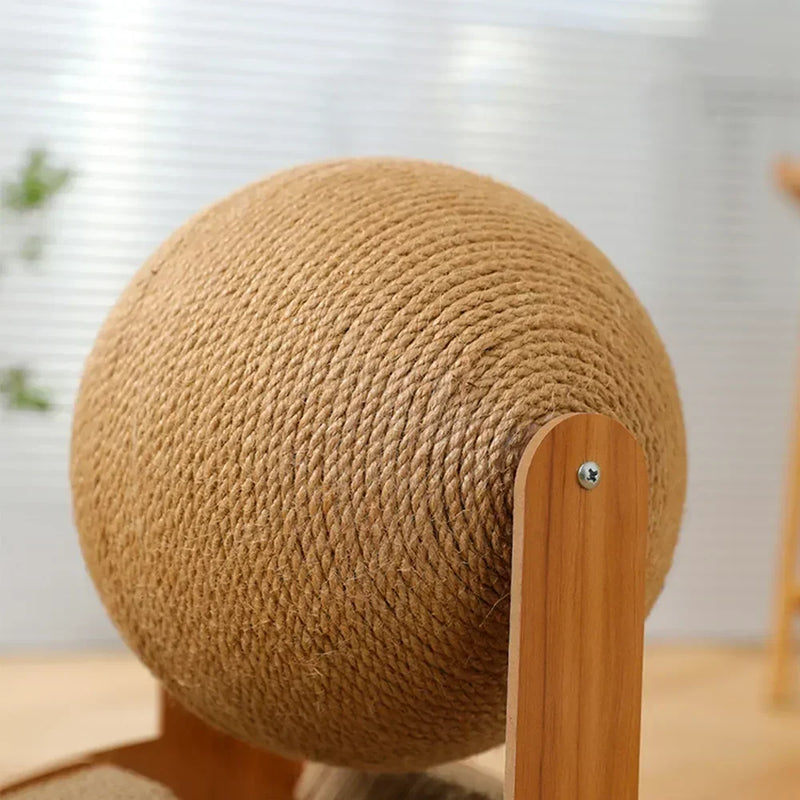 Kratzo Katzenspielzeug | 2-in-1 Kratzball & Kratzbrett | Massivholz & Sisal | Möbel-Schutz