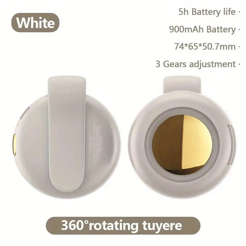 CLIPBREEZE Mini-Ventilator ohne Rotorblätter | Leise & tragbar | Mit Clip, 360° drehbar | USB-C wiederaufladbar | Für Kinder, Reisen & Alltag