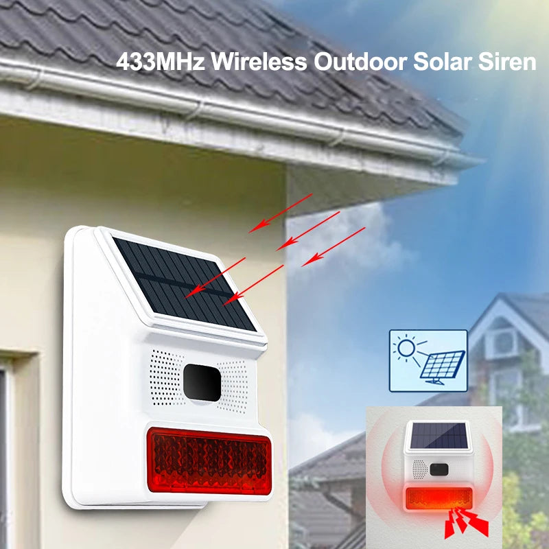 Solar-Außensirene Securon 433S | 433 MHz Funk-Alarmmodul mit Licht & Ton | Für GSM/WiFi Alarmsysteme | Solarbetrieben & wetterfest