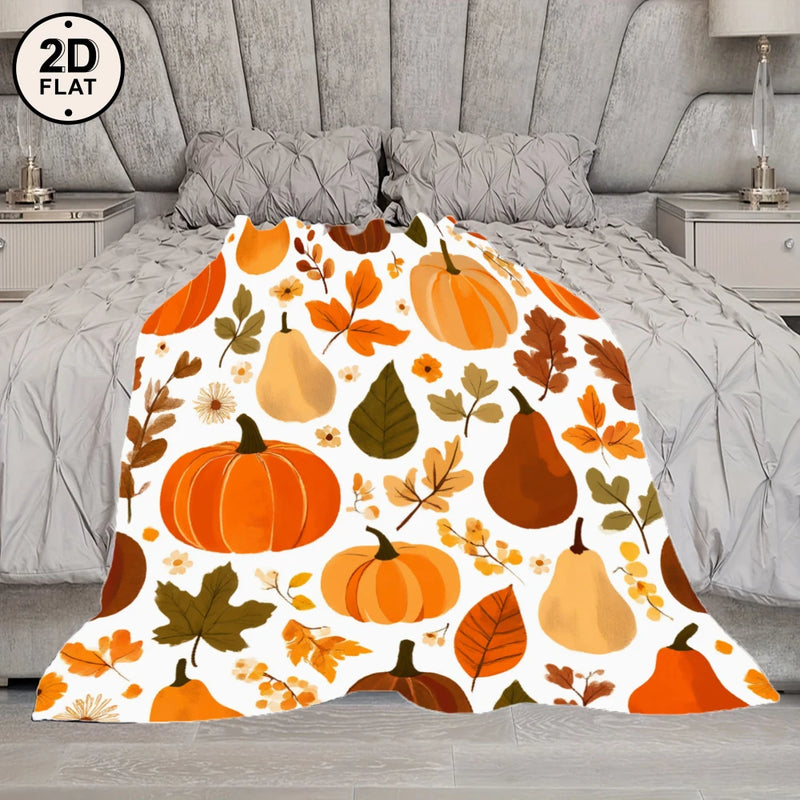 Flanell-Decke HarvestHug | Kürbis- & Blätter-Design | Kuschelig & Warm | Personalisierbar & Geschenkidee