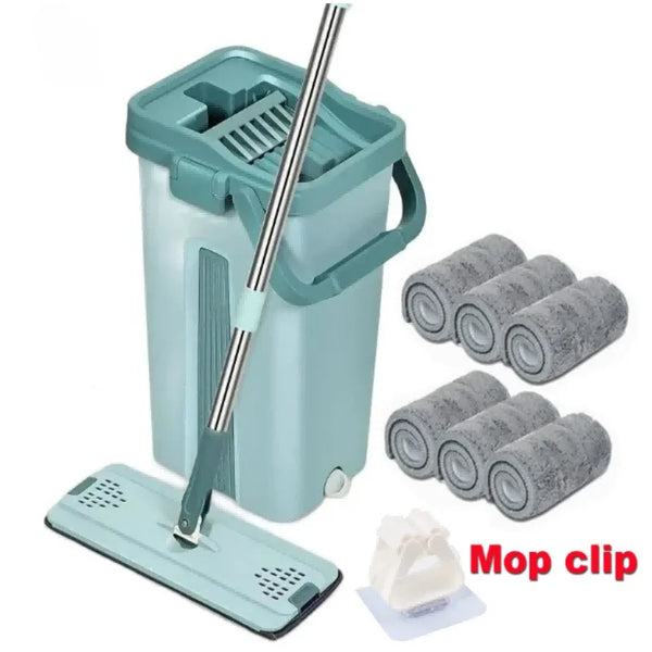 Wischmopp CleanGlide | Handsfree Auswringsystem | 360° Drehkopf | Für Nass- & Trockenreinigung