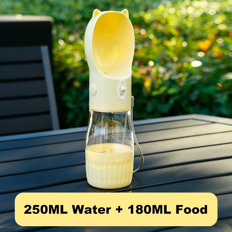 PetHydra Duo Hunde-Trinkflasche mit Futterbehälter | 2-in-1 Outdoor Spender | Für Kleine & Große Hunde & Katzen
