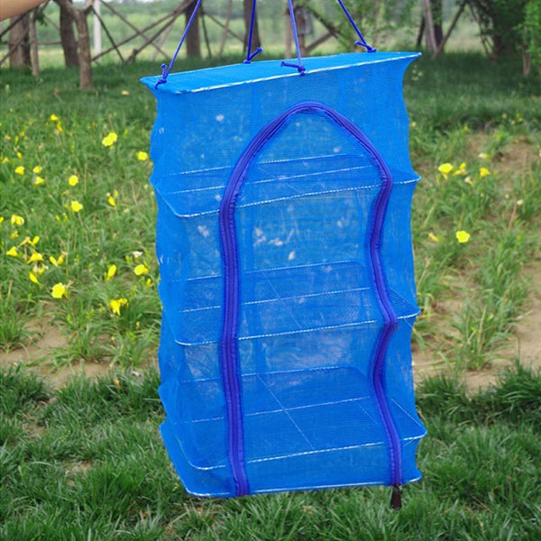 Trockennetz AeroDry 3X | Faltbarer Hängekorb mit 3 Ebenen | Für Fisch, Kräuter, Gemüse & Pflanzen | 35×35×65 cm