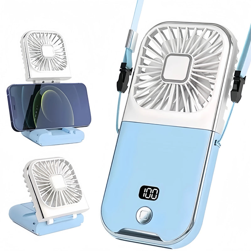 Luftigo Tragbarer USB-Ventilator | Digitalanzeige | Rückwärtslauf & Mehrfach-Windmodi | Kompakt & Wiederaufladbar