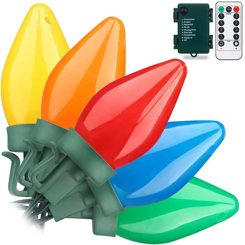 LumiBerry LED Weihnachtslichterkette C7 | Vintage Erdbeer-Design | Fernbedienung & Timer | Innen & Außen