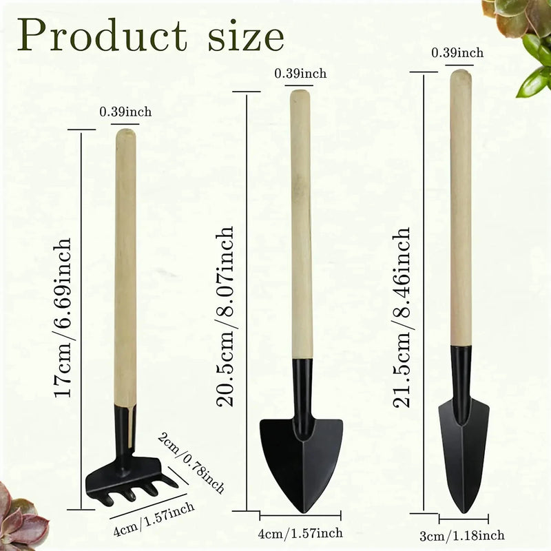 Floravio Mini Gartenwerkzeug-Set | Ideal für Sukkulenten & Bonsai | Ergonomisch & Robust | Holz & Stahl