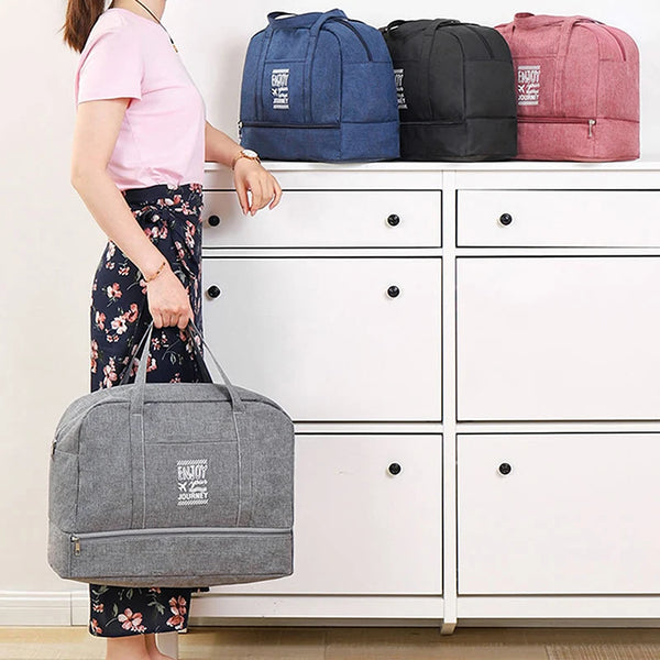 ReiseLuxe  Faltbare Reisetasche Damen | Großes Volumen | Schuhfach & Nassfach | Oxford-Gewebe