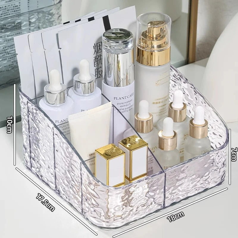 Make-up Organizer Box ClaryLux | Wasserwellen-Design | Großes Fassungsvermögen | Offene Trapezform