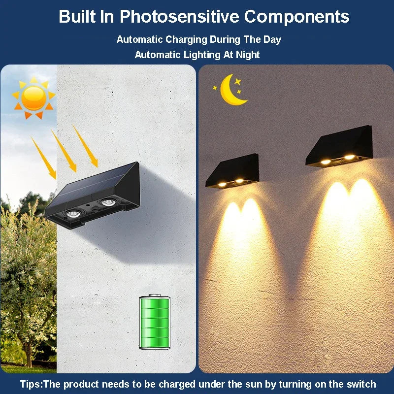 Solvion Solar Wandleuchte Außen | Automatisches Licht bei Dunkelheit | IP54 Wasserdicht | LED Warmweiß | Für Garten & Balkon