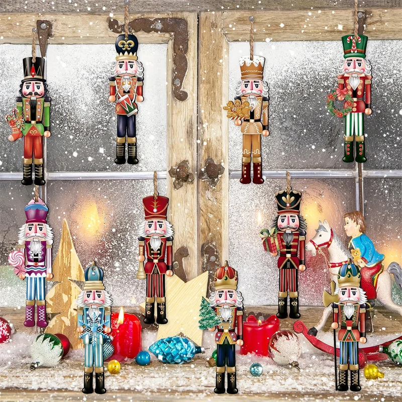 Holzglanz | Weihnachtsanhänger Nussknacker | 12-teiliges Set | Holzornamente zum Aufhängen | Christbaumschmuck & Deko für Weihnachten 2024/2025