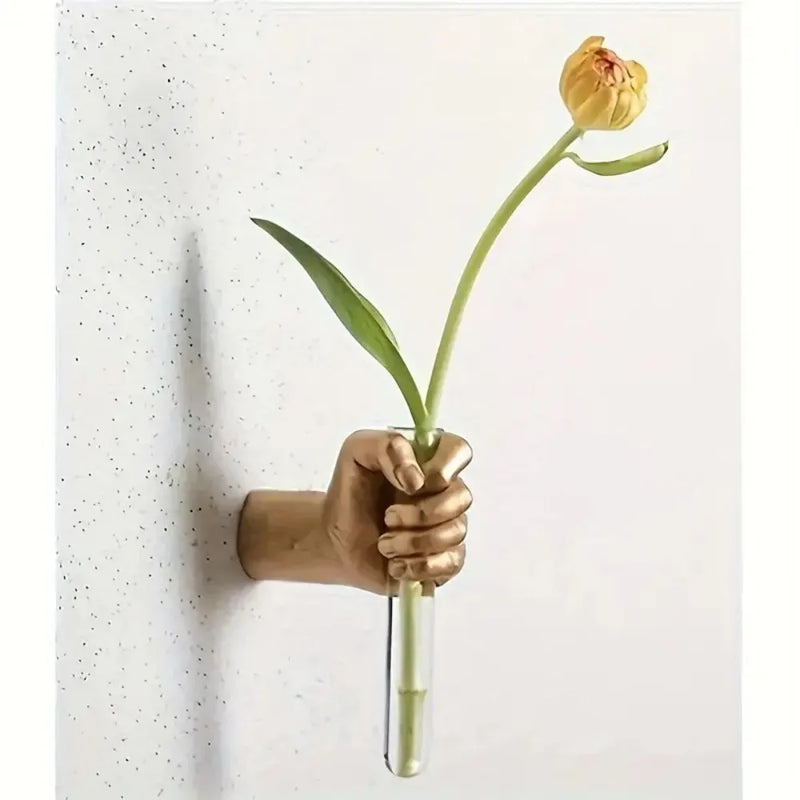 Decora | Wandvase Harz | Modern & Minimalistisch | 14 x 8 cm | Schwarz, Weiß, Silber, Orange, Gold