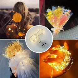 LumiGlow LED-Lichterkette 10er-Set | Warmweiß | Batteriebetrieben & Wasserdicht | Flexibler Silberdraht für Deko, Hochzeit & Party