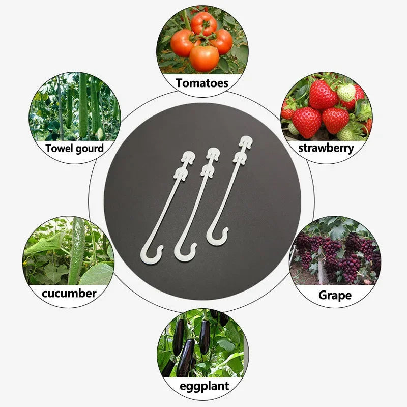 GrowHook J | Wiederverwendbare J-Haken für Tomaten & Kletterpflanzen | 9,5 cm / 13 cm / 16 cm | 1–100 Stück | Pflanzenhalter für Rankhilfe