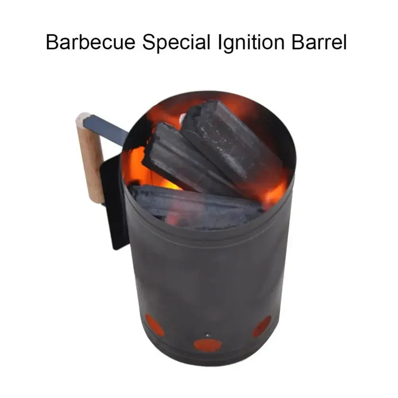 Flamoro Tragbarer Holzkohleofen aus Edelstahl | Mit hitzebeständigem Holzgriff | 27,5 × 16,5 cm | Für Outdoor, Camping & Picknick
