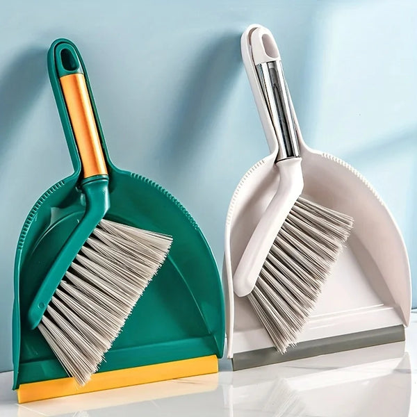 CLEANDESK Mini Tischbesen-Set | Kompakt & Langlebig | Kehrschaufel mit Handfeger – Für Haushalt & Büro