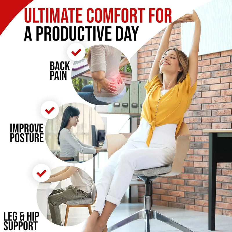 Ergonomisches Sitzkissen | Memory Foam | Abnehmbarer Bezug | Für Büro, Studium & Zuhause
