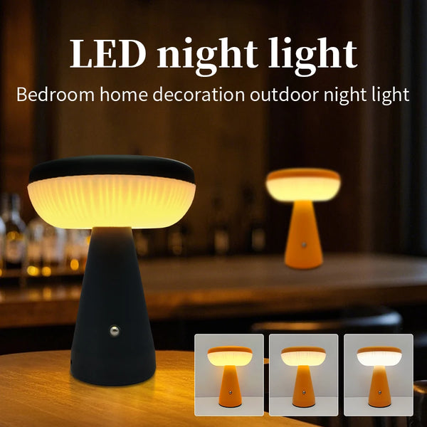 LumiShroom | LED Pilz Tischlampe | Wiederaufladbar & Dimmbar | Kabellose Design-Leuchte für Schlafzimmer, Wohnzimmer & Bar