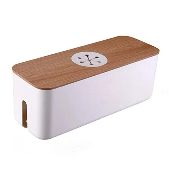Kabelbox OrgaWood | Schreibtisch Organizer aus Holz & Kunststoff | Für Ladegeräte, Kabel & Zubehör | 29,5×11,4×11 cm