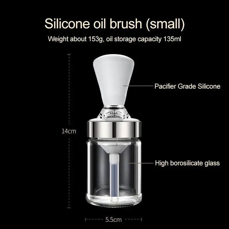 Brush&Pour Silikon-Ölpinsel mit Flasche | Auslaufsicherer Spender für Öl, Marinaden & Honig | 135 ml / 150 ml | Für BBQ & Backen