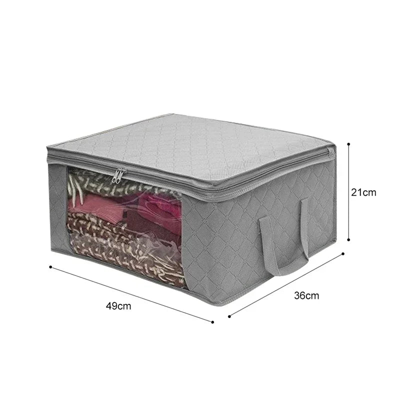 TexturaBox Faltbare Aufbewahrungsbox 49×36×21 cm | Mit Sichtfenster & Reißverschluss | Für Kleidung, Decken & Spielzeug