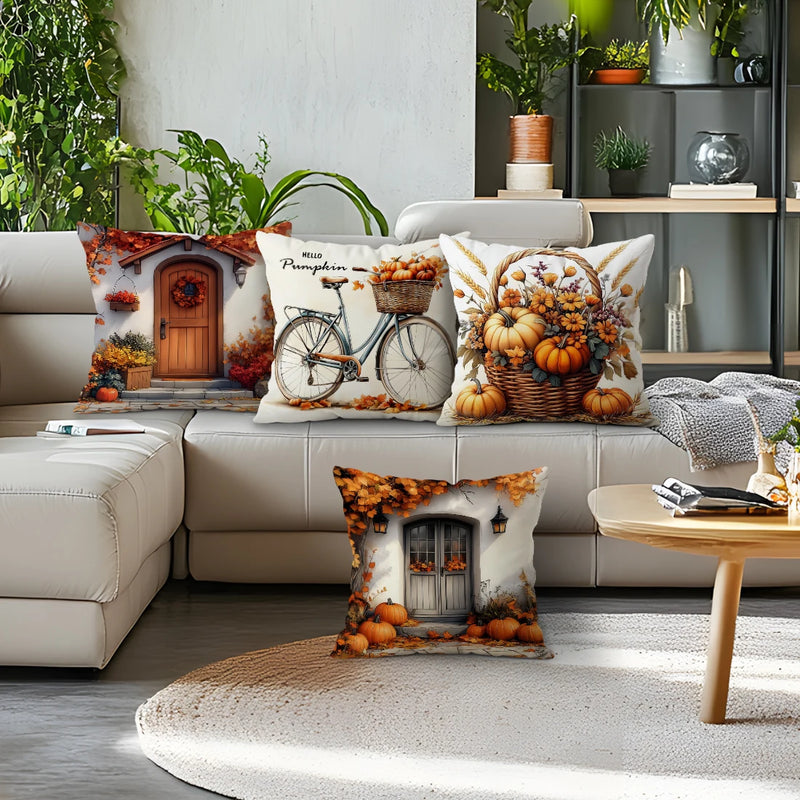 LaubTraum | Zierkissenbezug Retro-Herbst | Dekorativer Akzent fürs Sofa | Polyester 45×45 cm