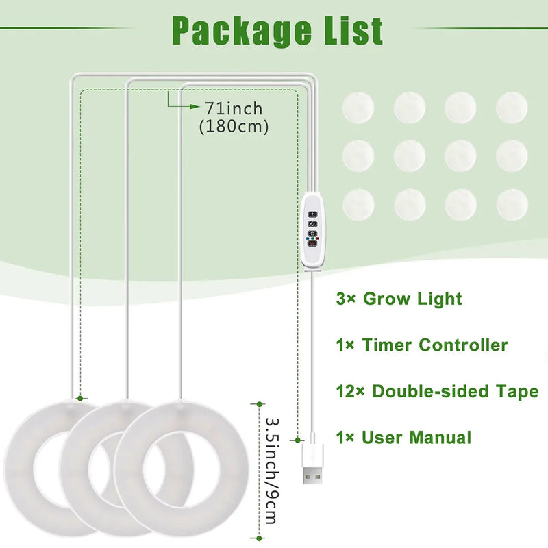 FloraHalo Pflanzenlampe | LED Pflanzenlampe Vollspektrum | 10 Helligkeitsstufen & Timer | Decken- & Unterbau-Halo-Licht für Zimmerpflanzen