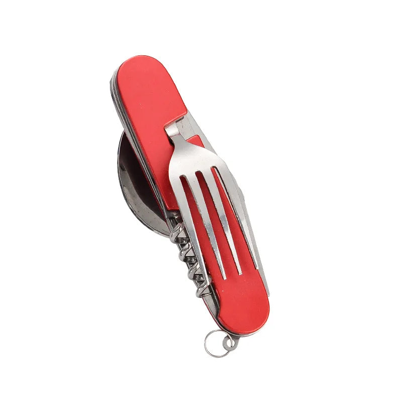 4-in-1 Outdoor Besteckset Camplico | Klappbarer Löffel, Gabel, Messer & Flaschenöffner | Edelstahl & Kompakt | Für Camping & Reisen