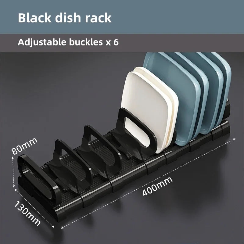 Geschirrhalter FlexiRack | Verstellbares Schüssel- & Tellerregal | Mit Abtropffunktion für Schublade & Küchenschrank
