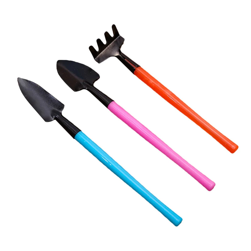 Florinita 3-teiliges Mini-Gartenwerkzeug-Set | Handspaten, Rechen & Schaufel | Für Zimmerpflanzen & Bonsai | 22 cm Länge