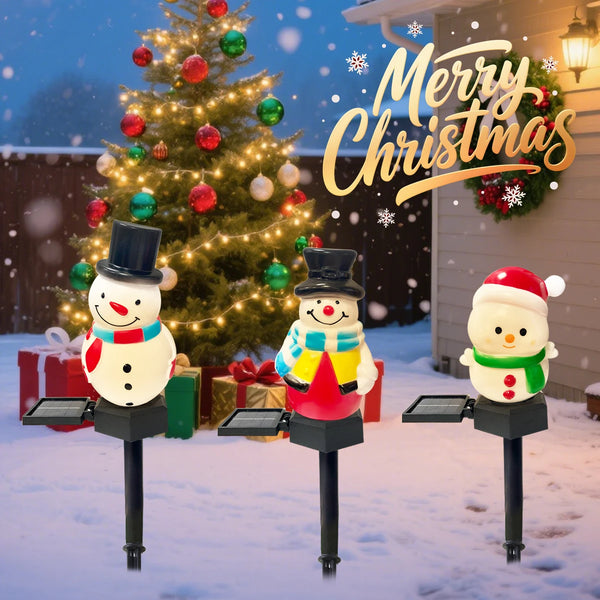 FrostyGlow Solar Schneemann Lampe | LED Gartenleuchte | Wasserdicht & Energiesparend | Weihnachtsdeko für Außenbereich