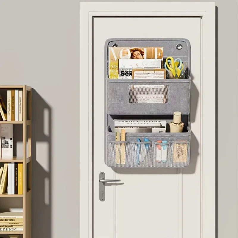 Orgalyn WallPocket Wandorganizer Stoff Grau | Mit Sichtfenster & Haken | Mehrere Fächer