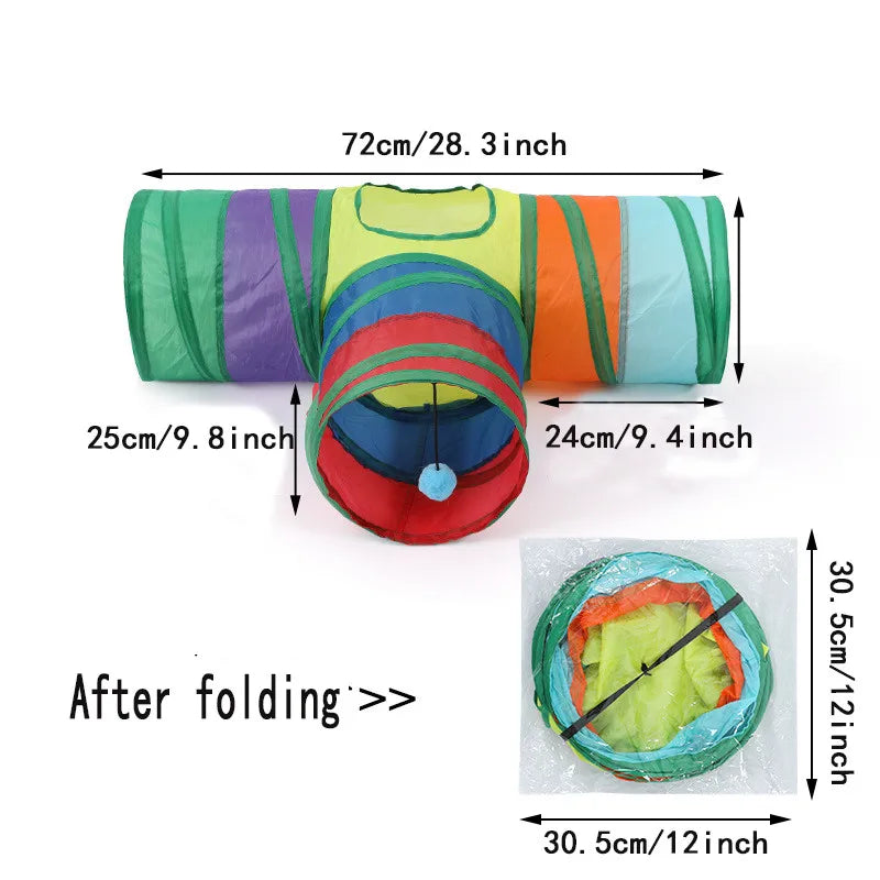 Katzentunnel MiauMaze FlexiPlay | Faltbarer Spieltunnel für Katzen | Raschelndes Spielzeug mit Seiteneingang | Atmungsaktiv & Indoor geeignet