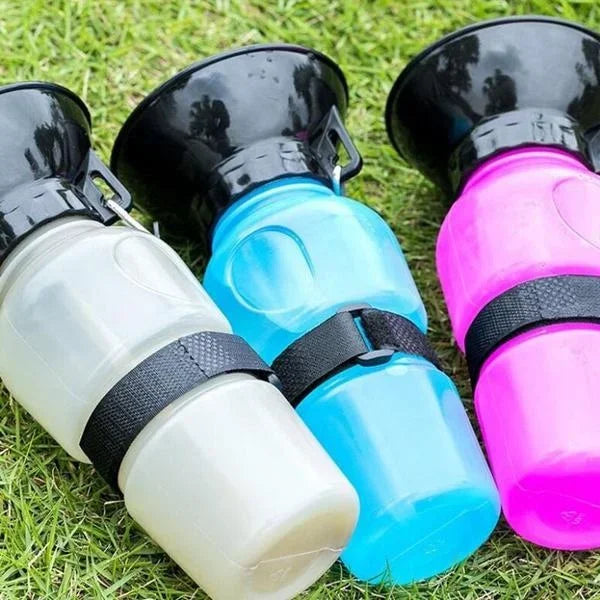 Hunde-Trinkflasche HydroPaws | 2-in-1 mit Napf | Auslaufsicher & Tragbar | 500ml | Blau, Rosa, Grau