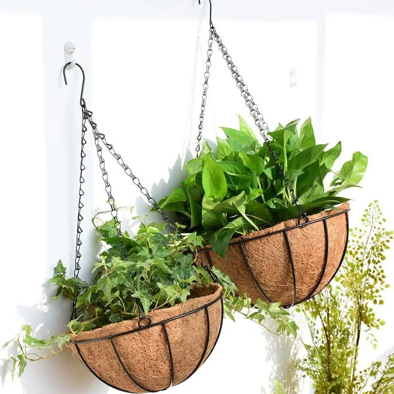 Florandi HangPot Hängender Blumentopf mit Kokosfaser-Einsatz | Wetterfest & Stabil | Ø ca. 30 cm | Mit Kette & Haken