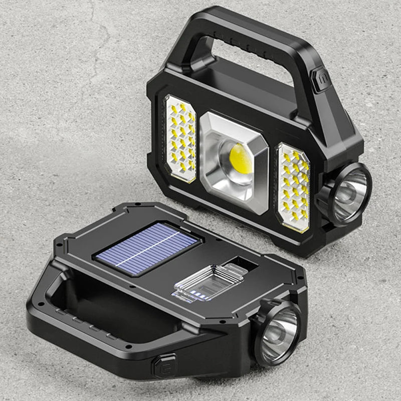 SolarTorch Pro 2205 | LED Suchscheinwerfer mit Solar- & USB-Ladung | 6 Lichtmodi | Powerbank-Funktion | Outdoor-Wasserdicht