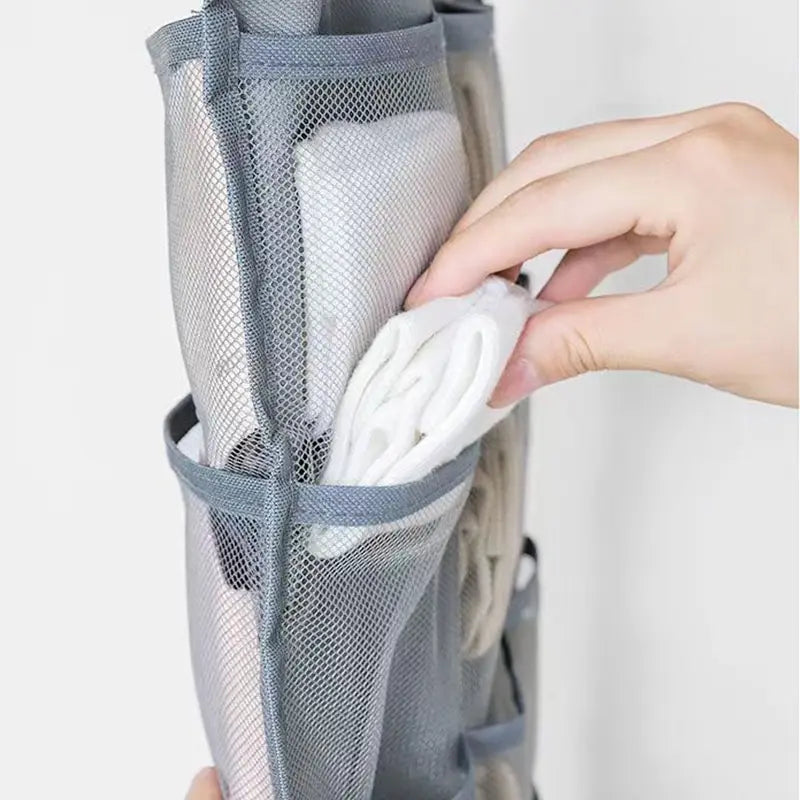 ClosetEase Unterwäsche-Organizer Hängend | Beidseitig & Faltbar | 39×78 cm | Oxford-Stoff Grau