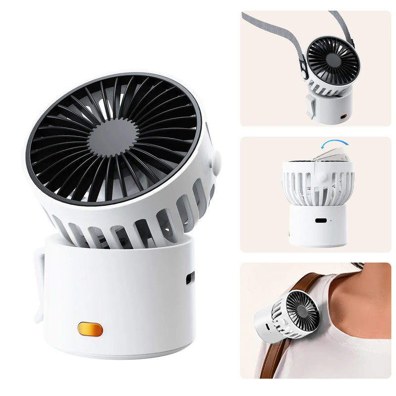 Mini-Ventilator CoolEase GoClip | Tragbarer USB-C Lüfter mit 1000 mAh Akku | Zum Umhängen, Anstecken oder Aufstellen | 3-in-1 Sommer-Frische für Unterwegs