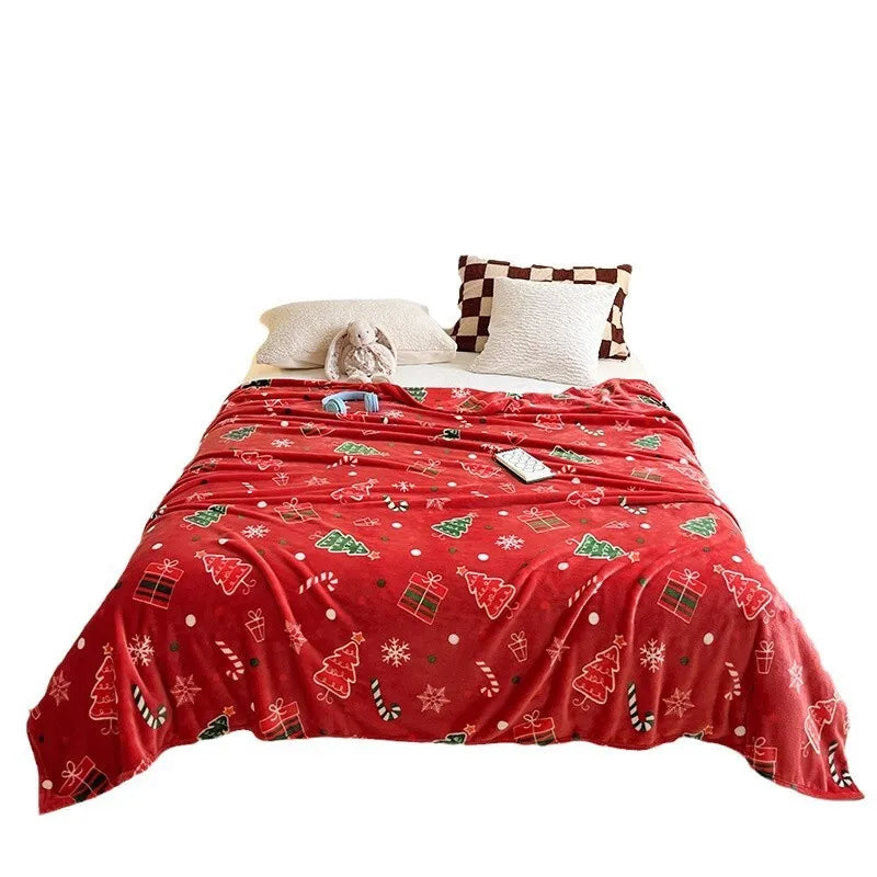 Nordvelle | Weihnachtsdecke | Flauschige Flanell-Decke | Kuschelig & Warm | Rot