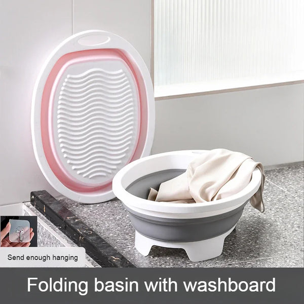 Lavinaé Faltbare Waschschüssel mit integriertem Waschbrett | Platzsparendes Wäschebecken für Handwäsche | Für Unterwäsche, Socken & Babykleidung