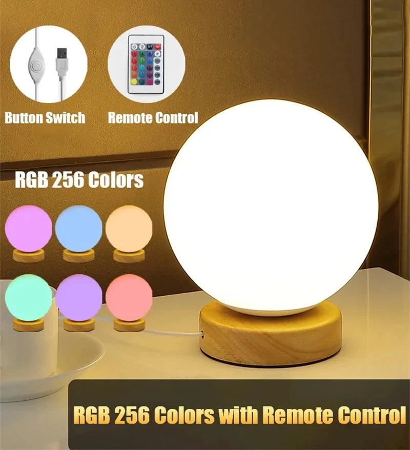 LumiCraft Touch-Tischlampe | USB-Wiederaufladbar | Warmweiß & RGB | Holz- & ABS-Design | 3W