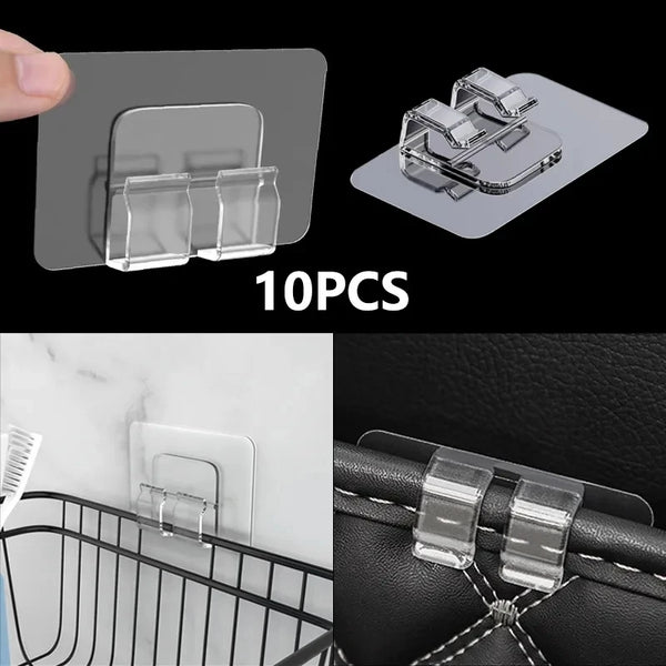 Selbstklebende Wandhaken ClearFix PowerHook 10er-Set | Transparent | Extra starke Haftung | 4×6 cm & 6×6 cm | Für Küche, Bad & Haushalt