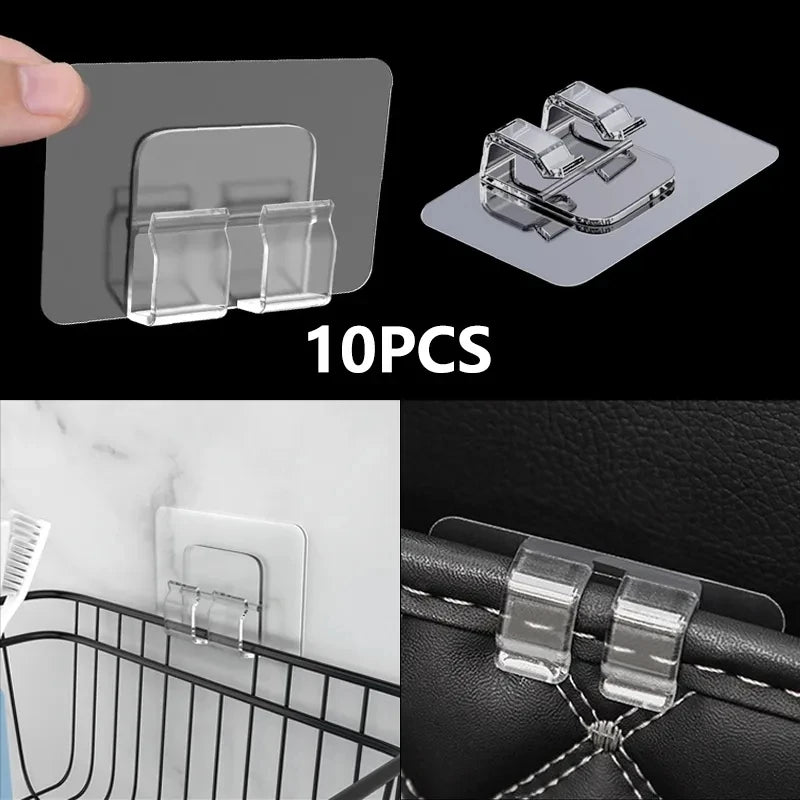 Selbstklebende Wandhaken ClearFix PowerHook 10er-Set | Transparent | Extra starke Haftung | 4×6 cm & 6×6 cm | Für Küche, Bad & Haushalt