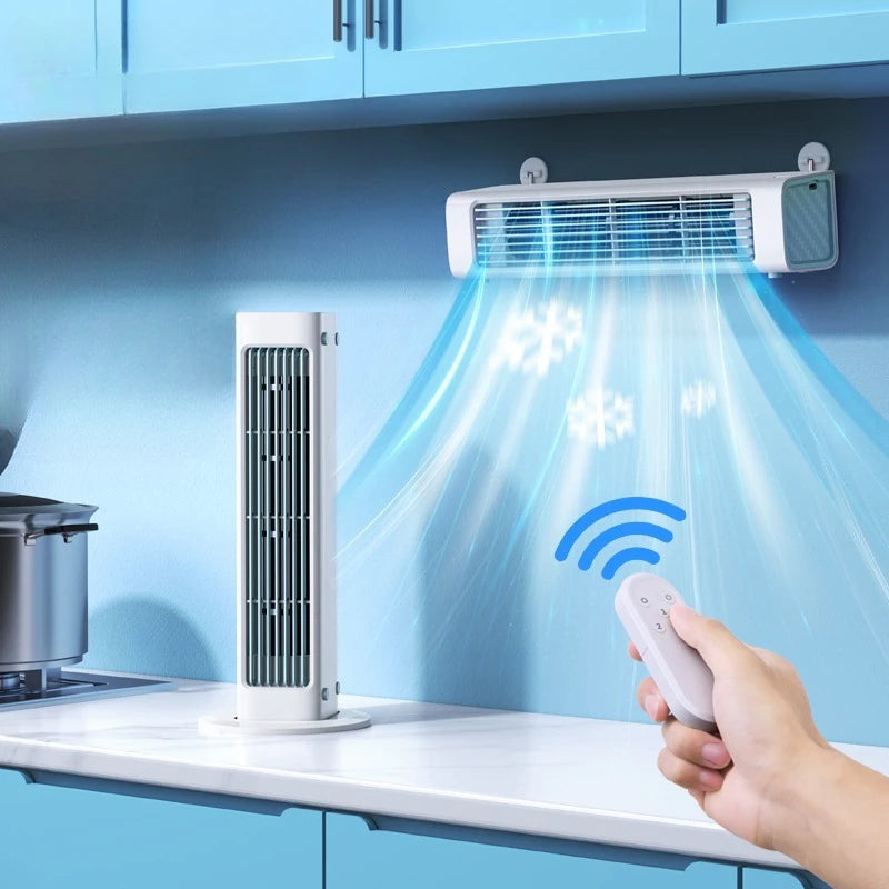 Wandventilator AeroSilence FlexFan | Blattloser USB-Ventilator mit Fernbedienung | 3 Geschwindigkeiten & Schwenkmodus | 3000 mAh Akku | Leise & modern – für Büro & Zuhause