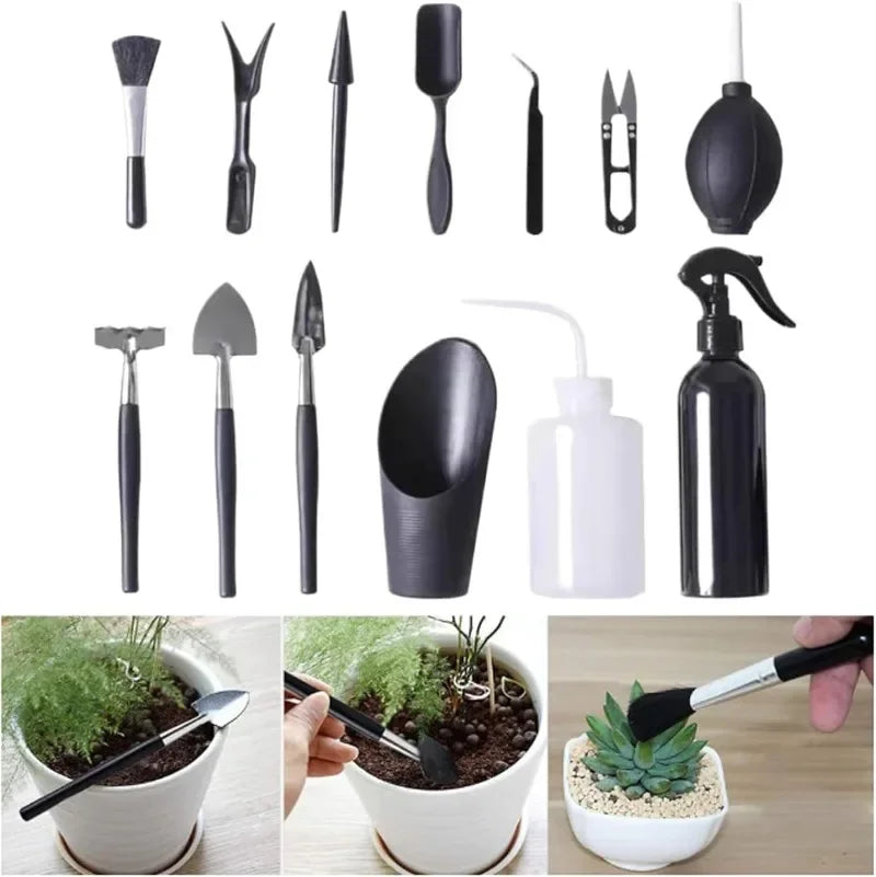Florinza MicroGarden Set 15-teiliges Bonsai- & Sukkulenten Gartenwerkzeug-Set | Mit Tasche & Pflanzmatte | Für Umtopfen, Schneiden & Pflegen